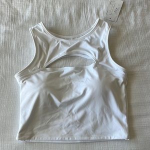 Klassy Network Peek-A-Boo Cropped Tank, Brami, Built-in Bra, Sz L